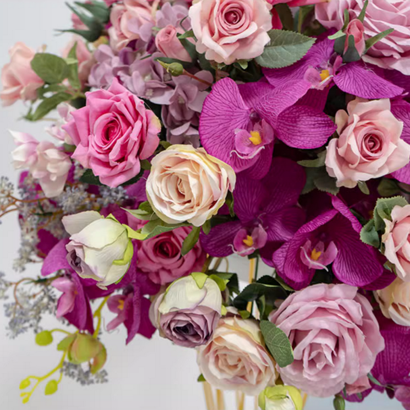 Hot Pink Table Centerpiece, Artificial Flower Ball,Wedding Backdrop Decorations Road Lead Flowers
