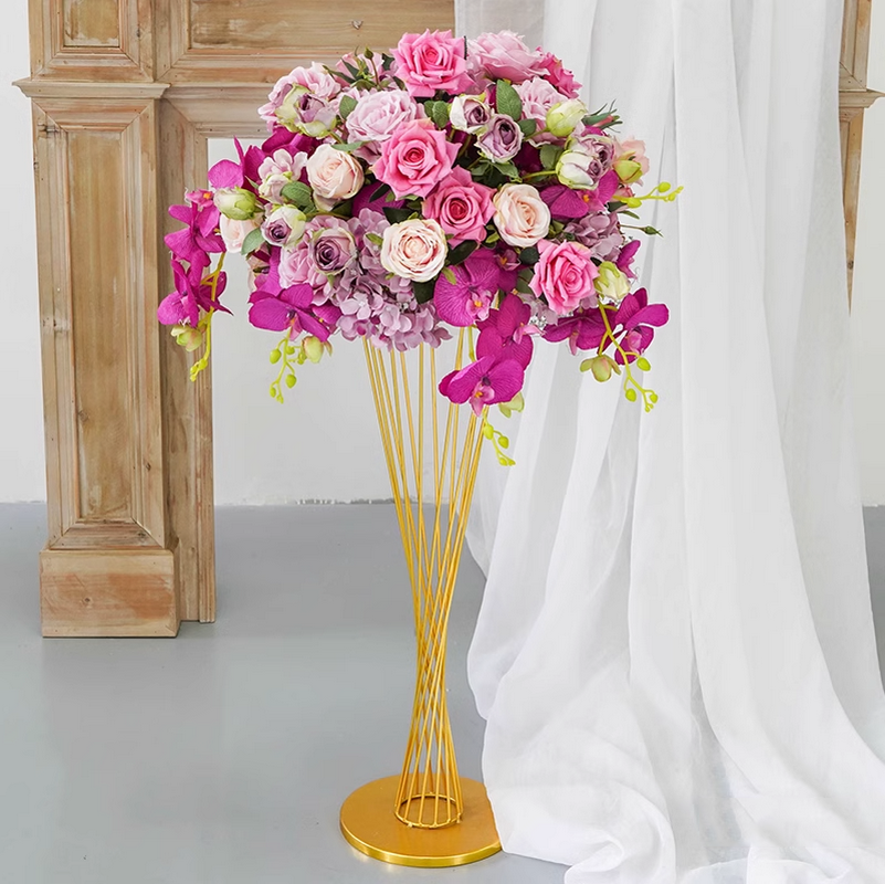 Hot Pink Table Centerpiece, Artificial Flower Ball,Wedding Backdrop Decorations Road Lead Flowers