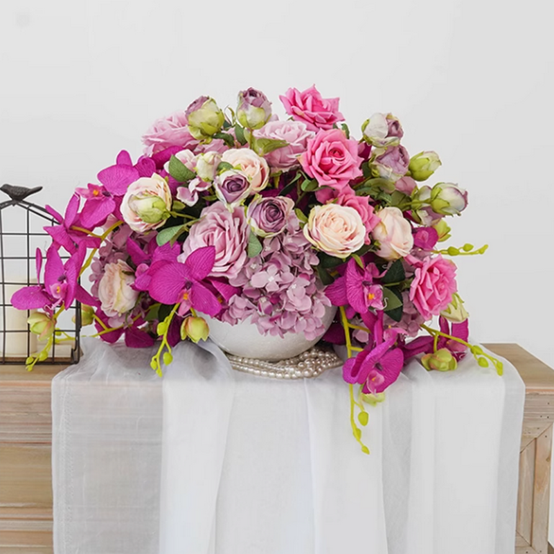 Hot Pink Table Centerpiece, Artificial Flower Ball,Wedding Backdrop Decorations Road Lead Flowers