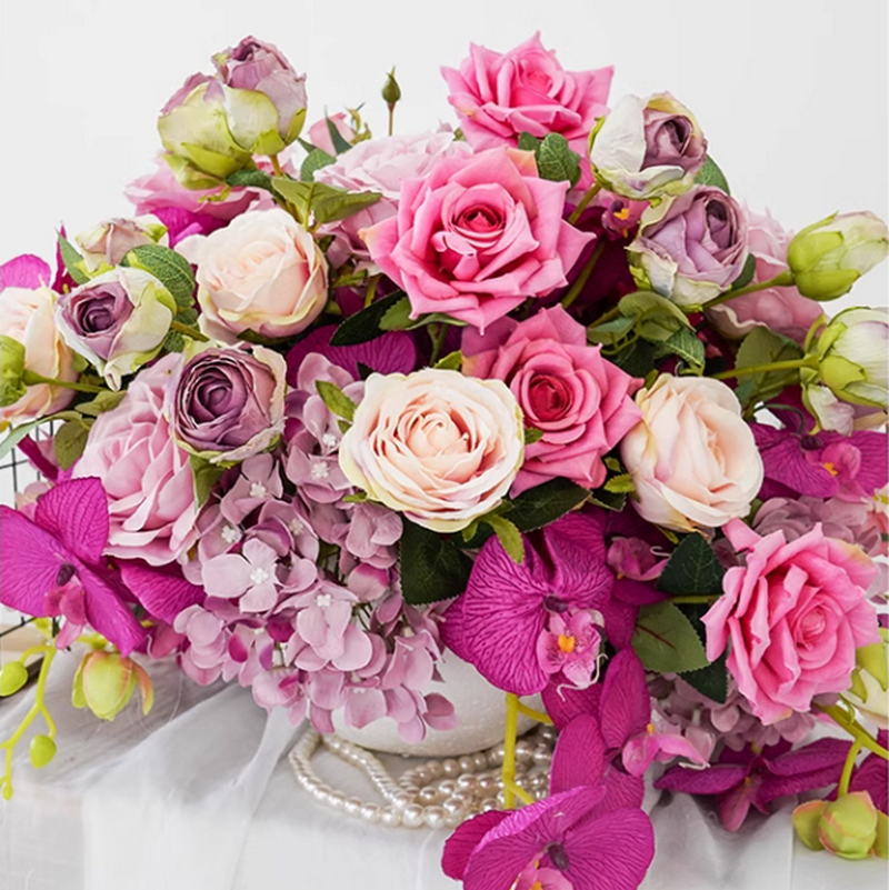 Hot Pink Table Centerpiece, Artificial Flower Ball,Wedding Backdrop Decorations Road Lead Flowers