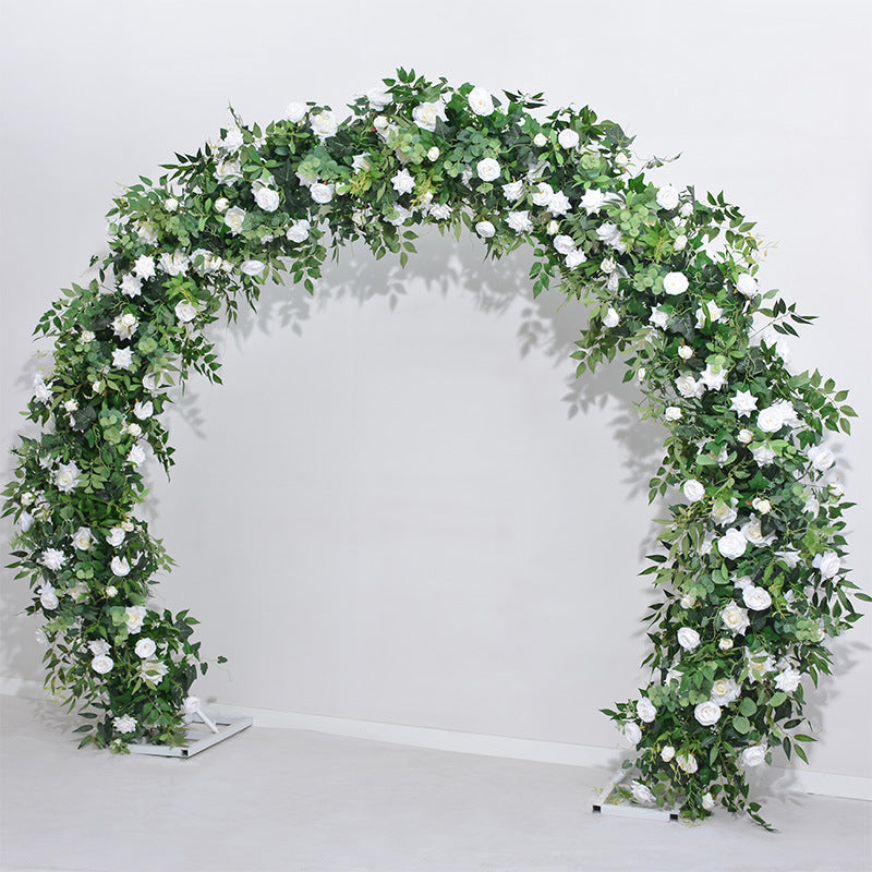 Artificial White Flowers and Green Plants Archway Flowers, Silk Flower Row, Wedding Event Floral Arrangement, Stage Decors