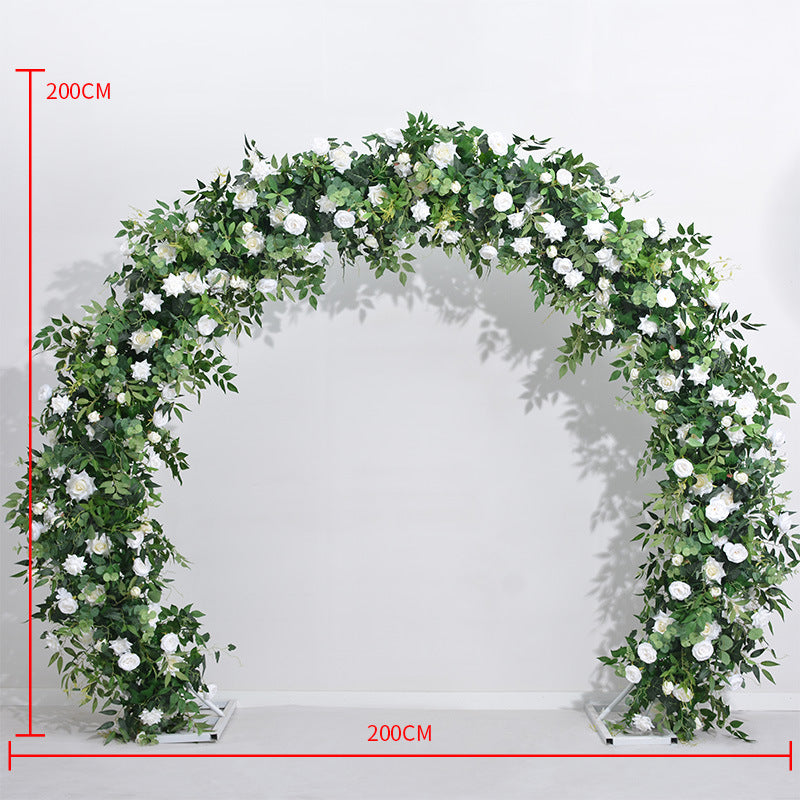 Artificial White Flowers and Green Plants Archway Flowers, Silk Flower Row, Wedding Event Floral Arrangement, Stage Decors