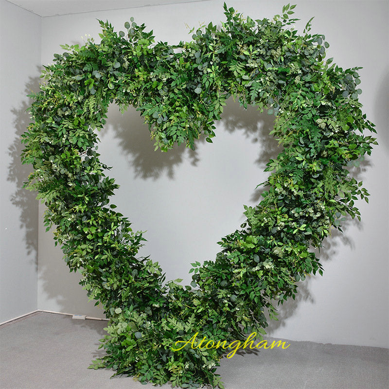 Heart-Shaped Frame Greenery Archway Flower Arrangement Restaurant Entrance Background Decor