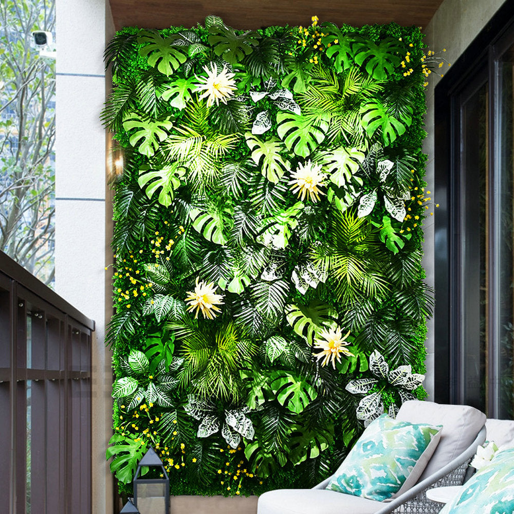 Mixing Green Leaves Wall Decors Background Artificial Plant Wall Custom Plant Panels