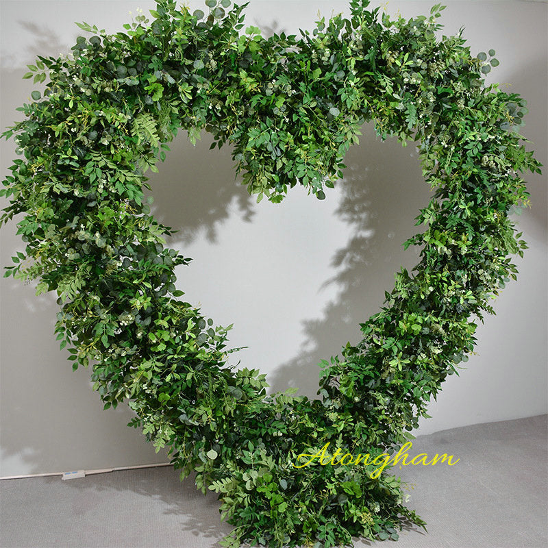 Heart-Shaped Frame Greenery Archway Flower Arrangement Restaurant Entrance Background Decor