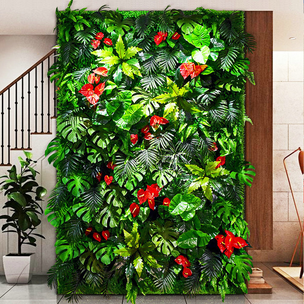 Mixing Green Leaves Wall Decors Background Artificial Plant Wall Custom Plant Panels