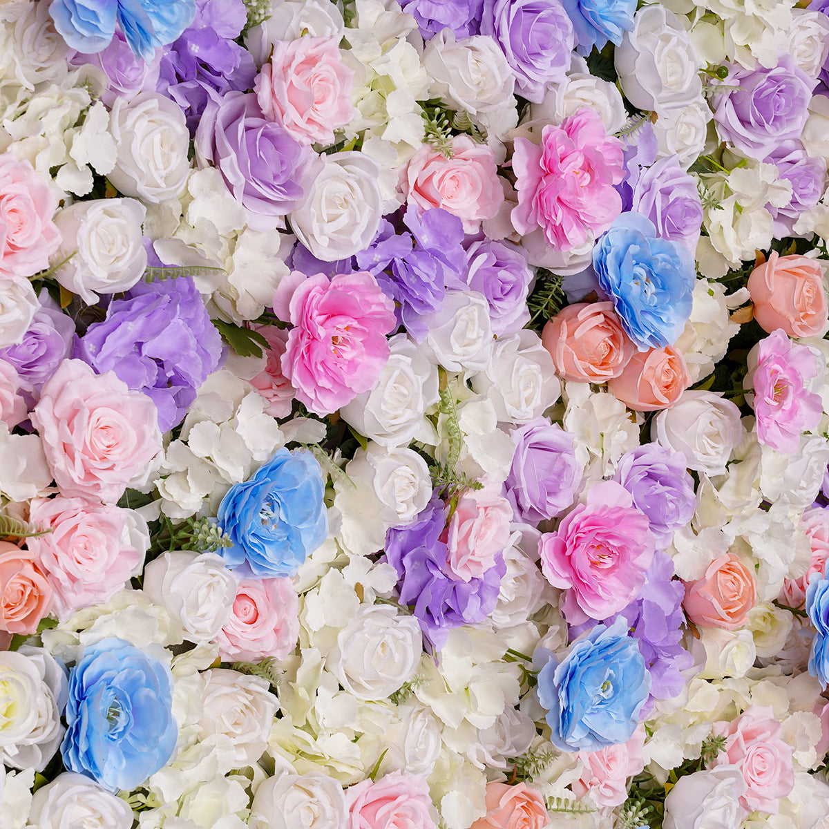 Gentle Purple, Blue, Ivory Flower Wall Background, Wedding Birthday Party Floral Panel