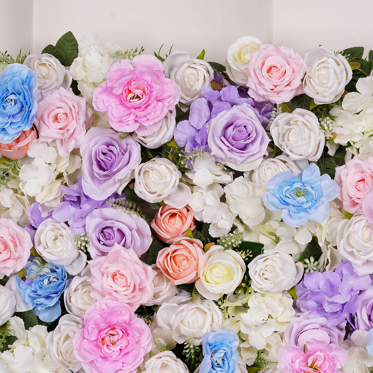 Gentle Purple, Blue, Ivory Flower Wall Background, Wedding Birthday Party Floral Panel