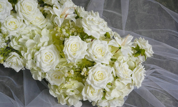 Ivory Flowers Arrangement, Wedding Engagement Party Arch Flower, Photo Booth Backdrop Decor