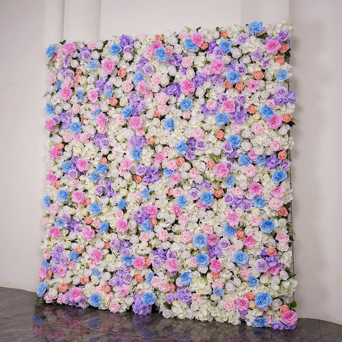Gentle Purple, Blue, Ivory Flower Wall Background, Wedding Birthday Party Floral Panel