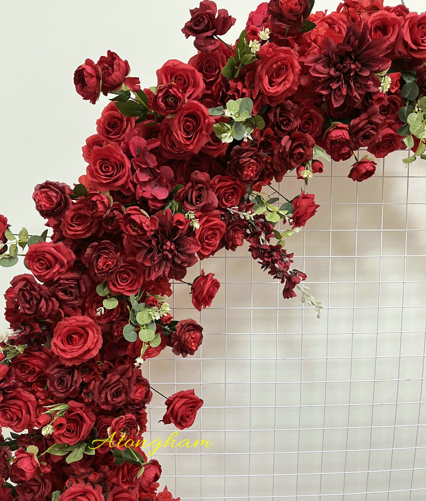 Romantic burgundy wedding flowers centerpiece garland