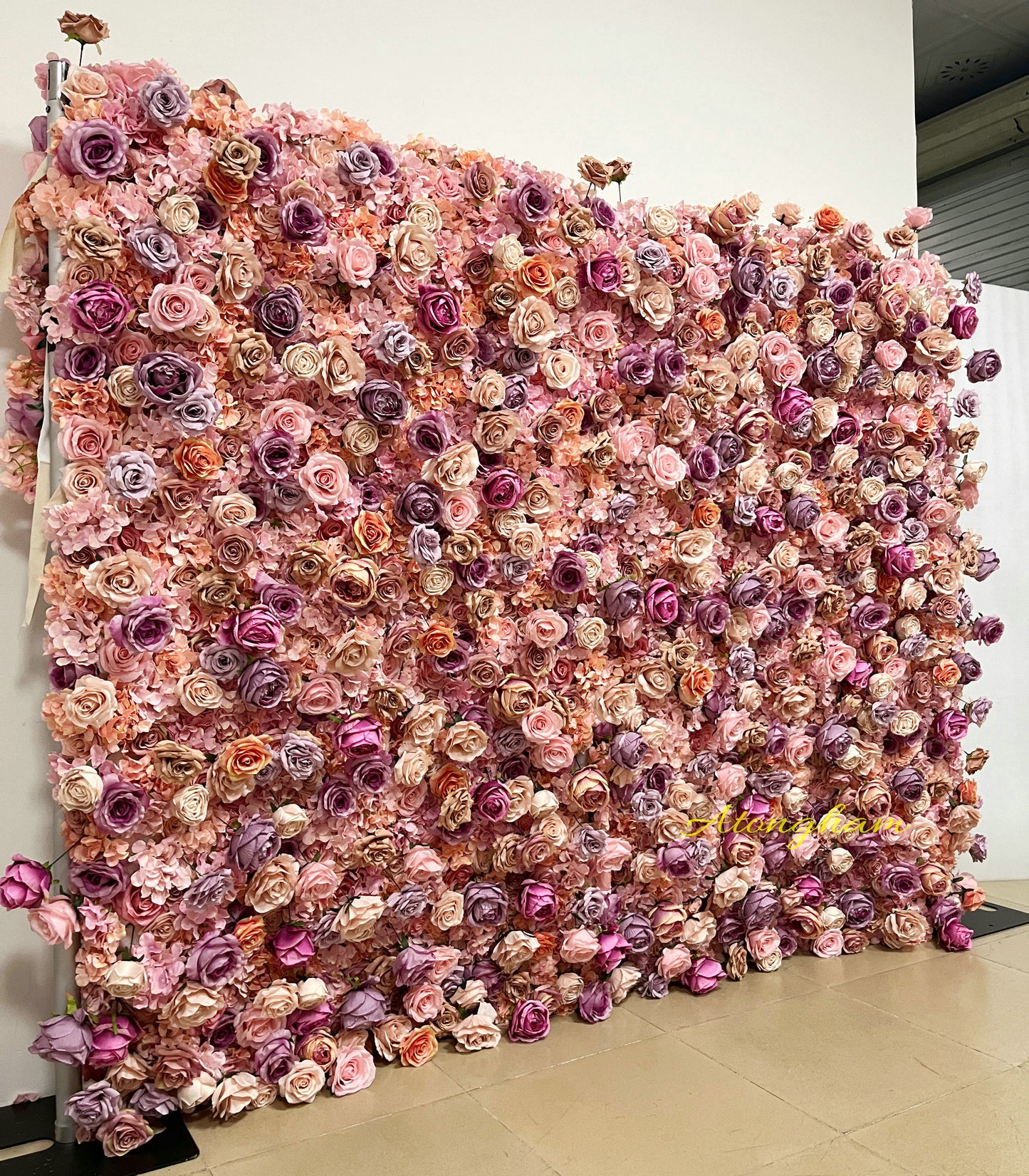 artificial 5D floral cloth backdrop in blush pink