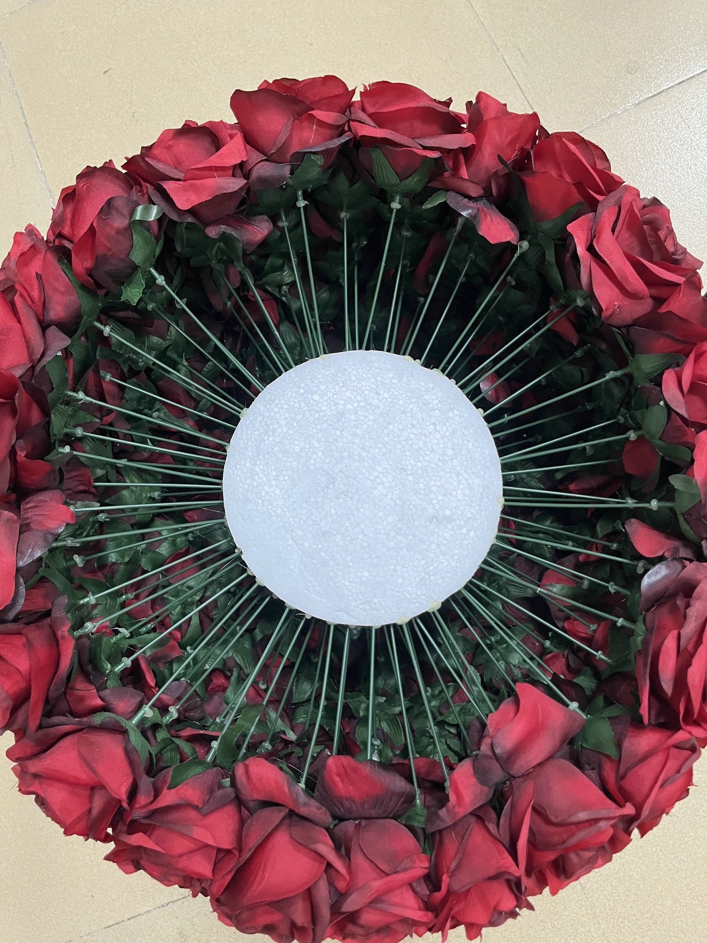artificial burgundy floral arrangement for dinner party