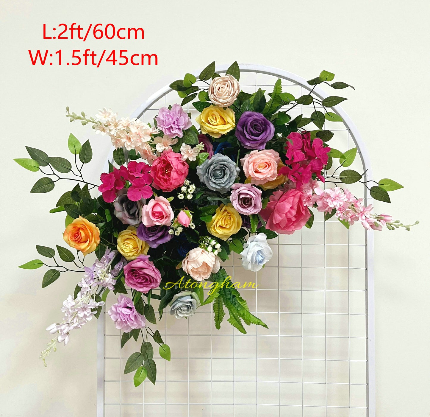 close up varicolored aisle flower arrangement