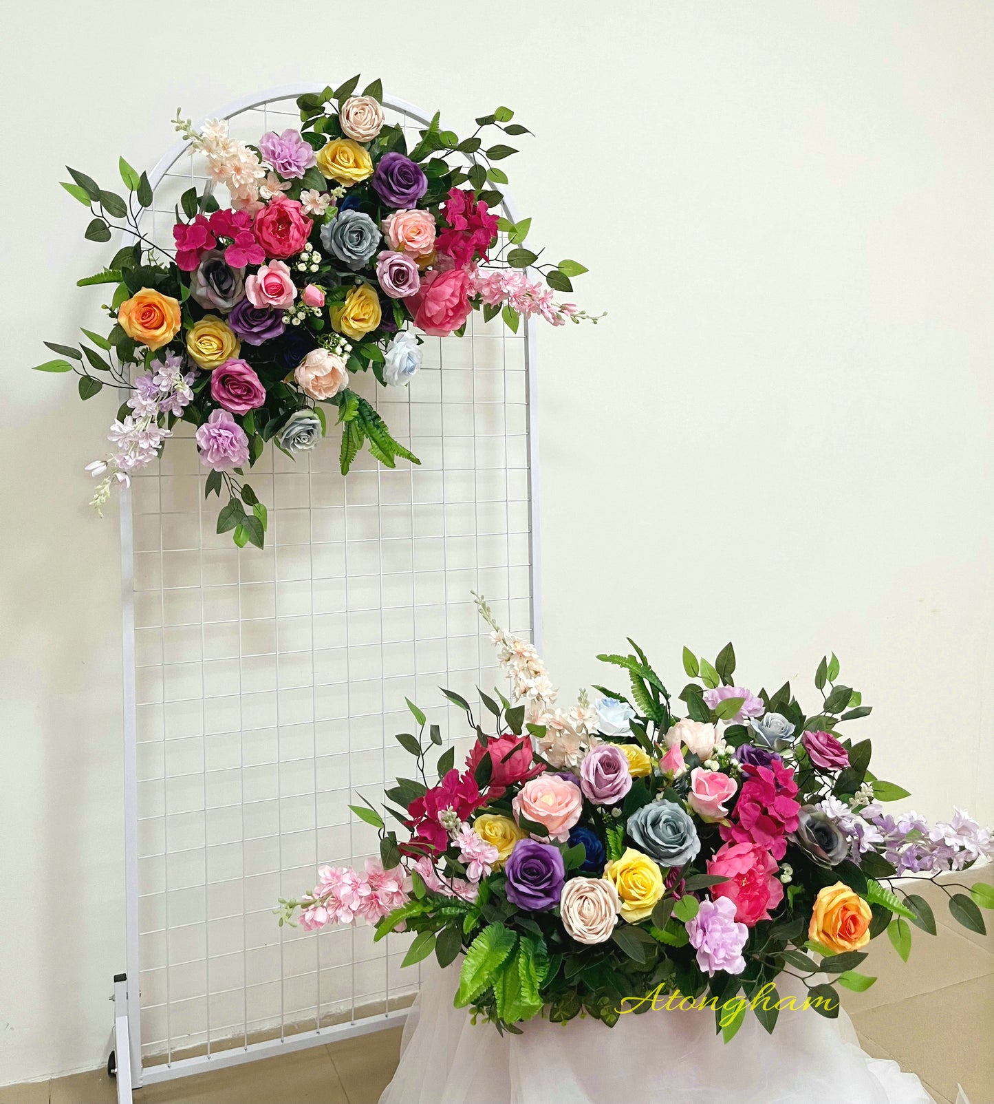colorful artificial floral garland for engagement party