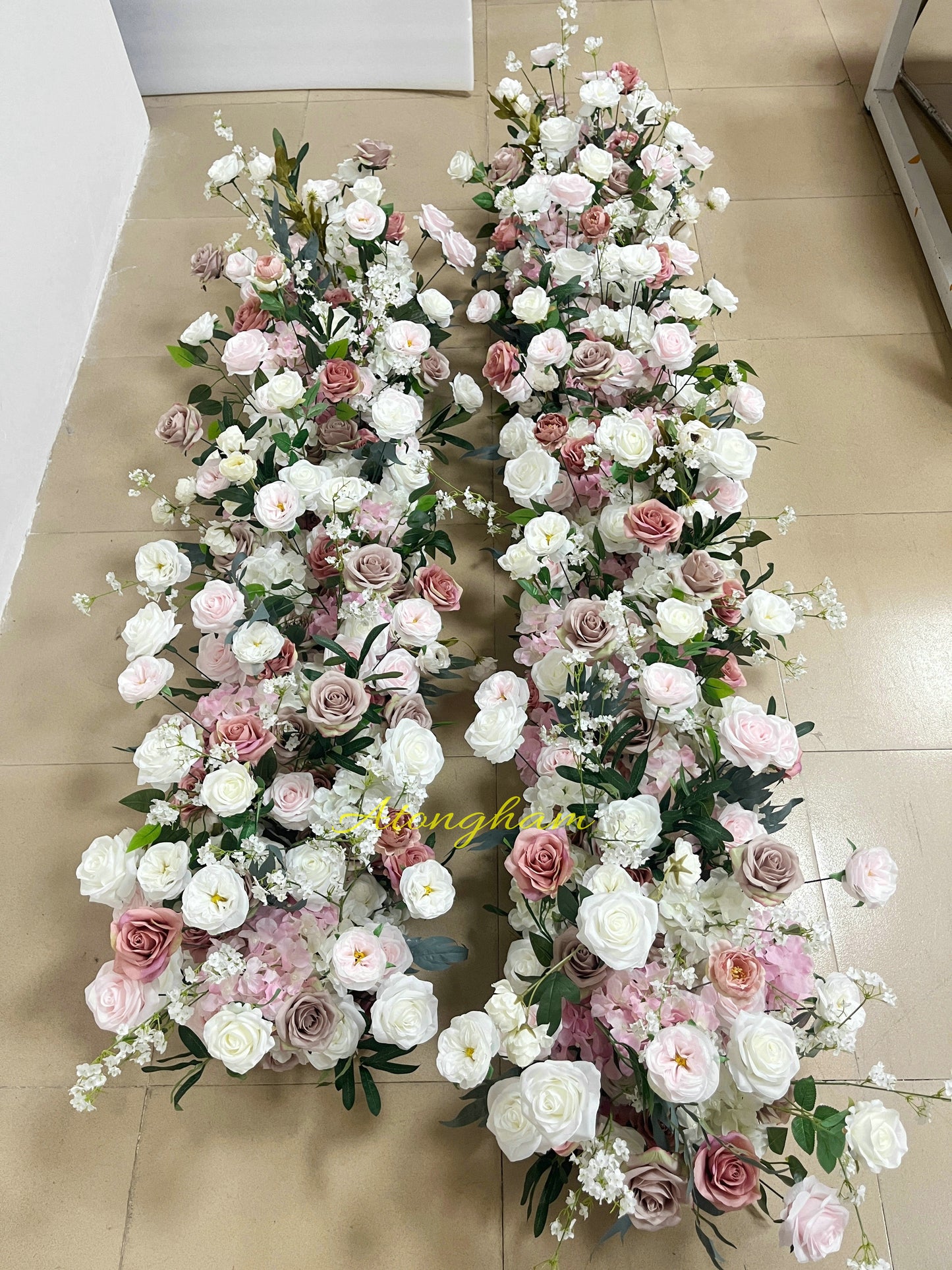elegant artificial flower runner for ceremonies