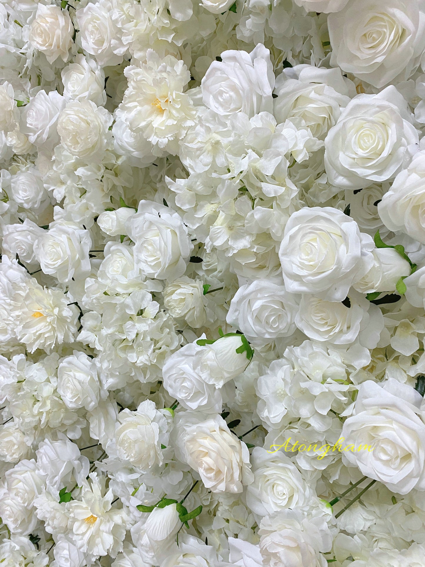 elegant white artificial flower wall for stage decoration