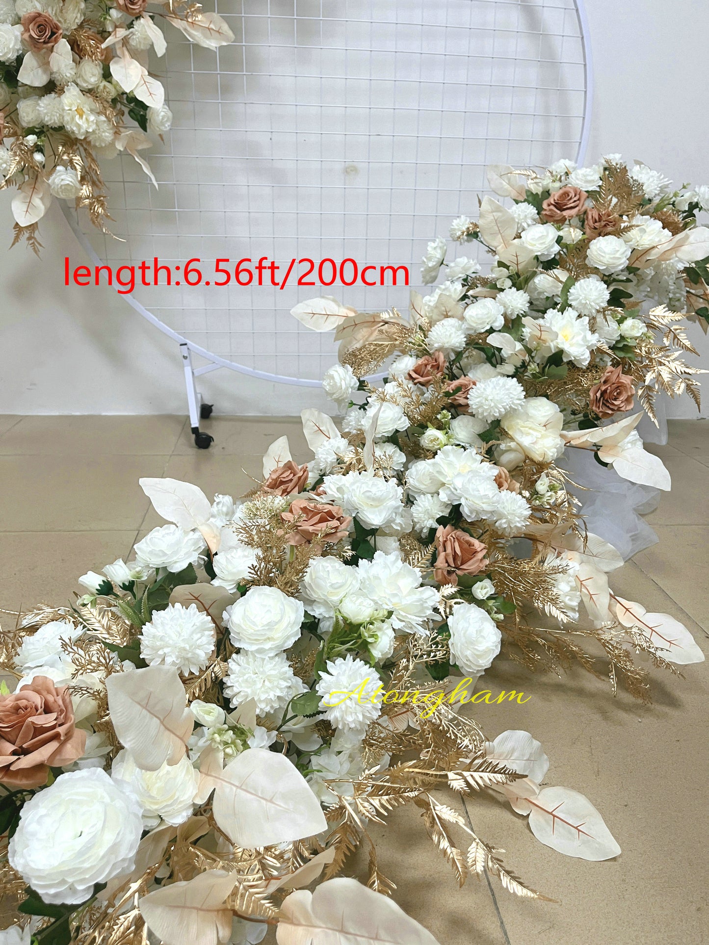 luxury wedding arch flower garland ivory and champagne