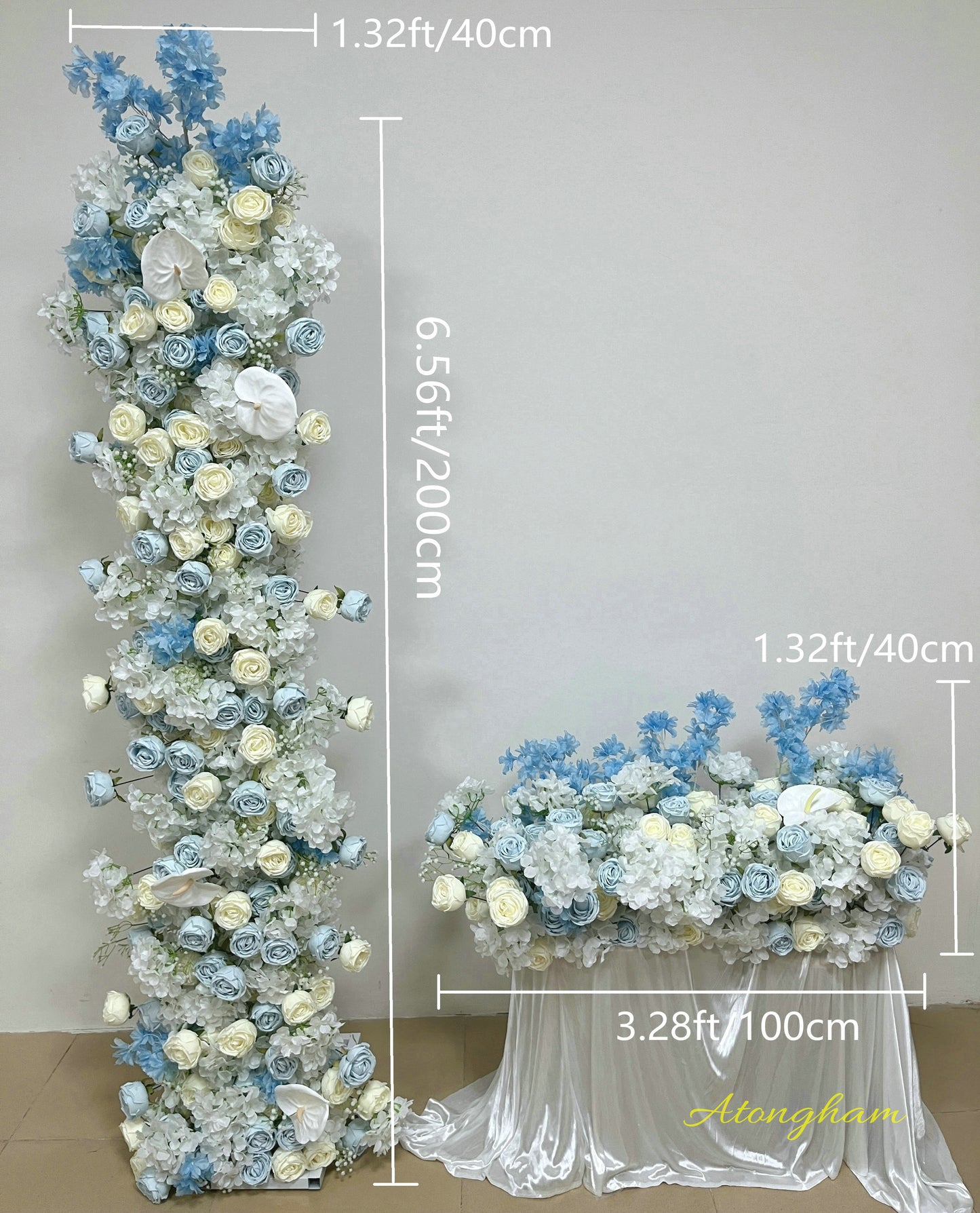 romantic blue floral arrangement for receptions