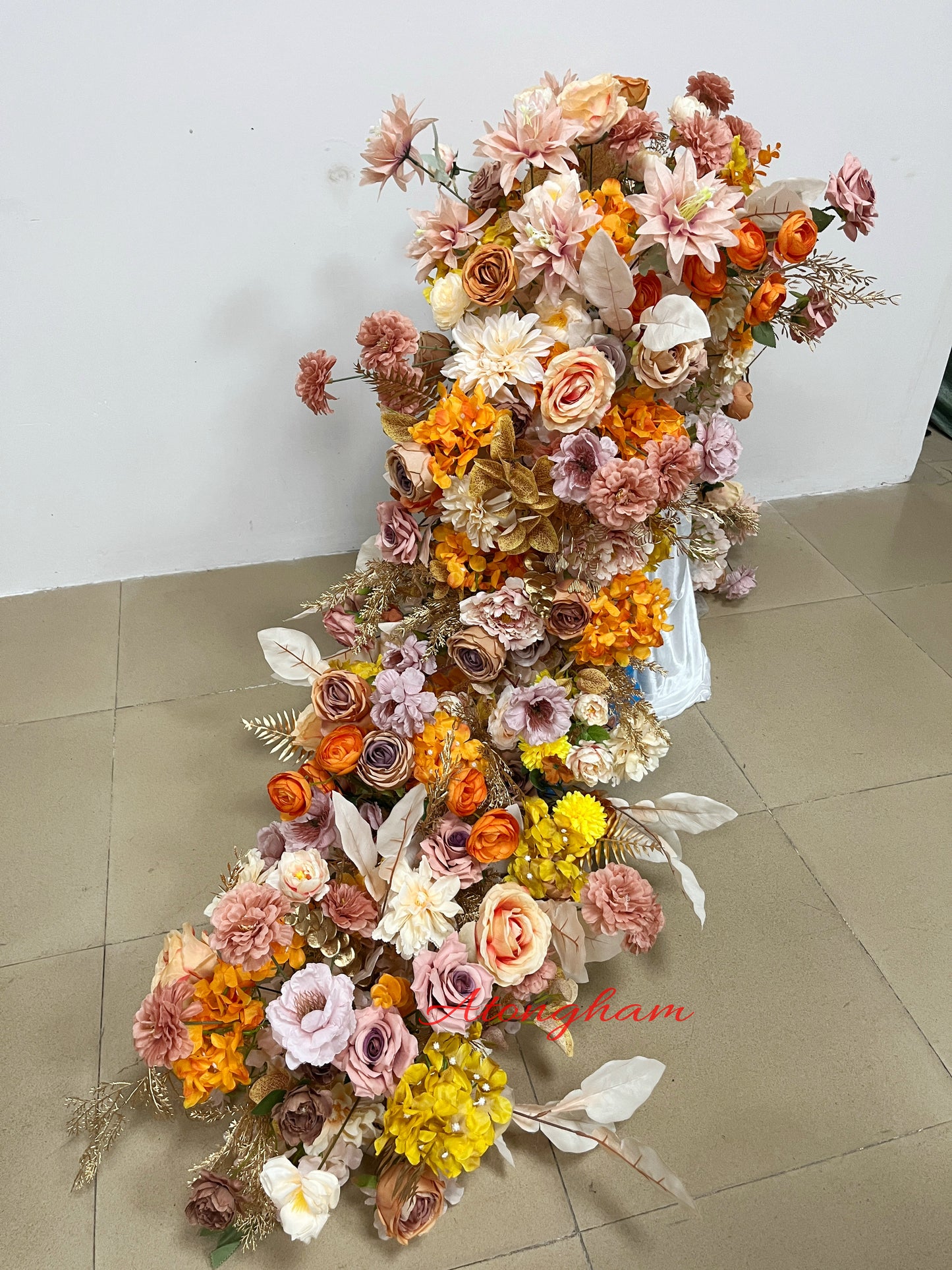 terracotta floral garland for rustic fall wedding decoration