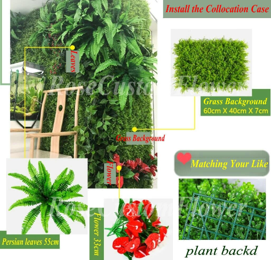 Mixing Green Leaves Wall Decors Background Artificial Plant Wall Custom Plant Panels