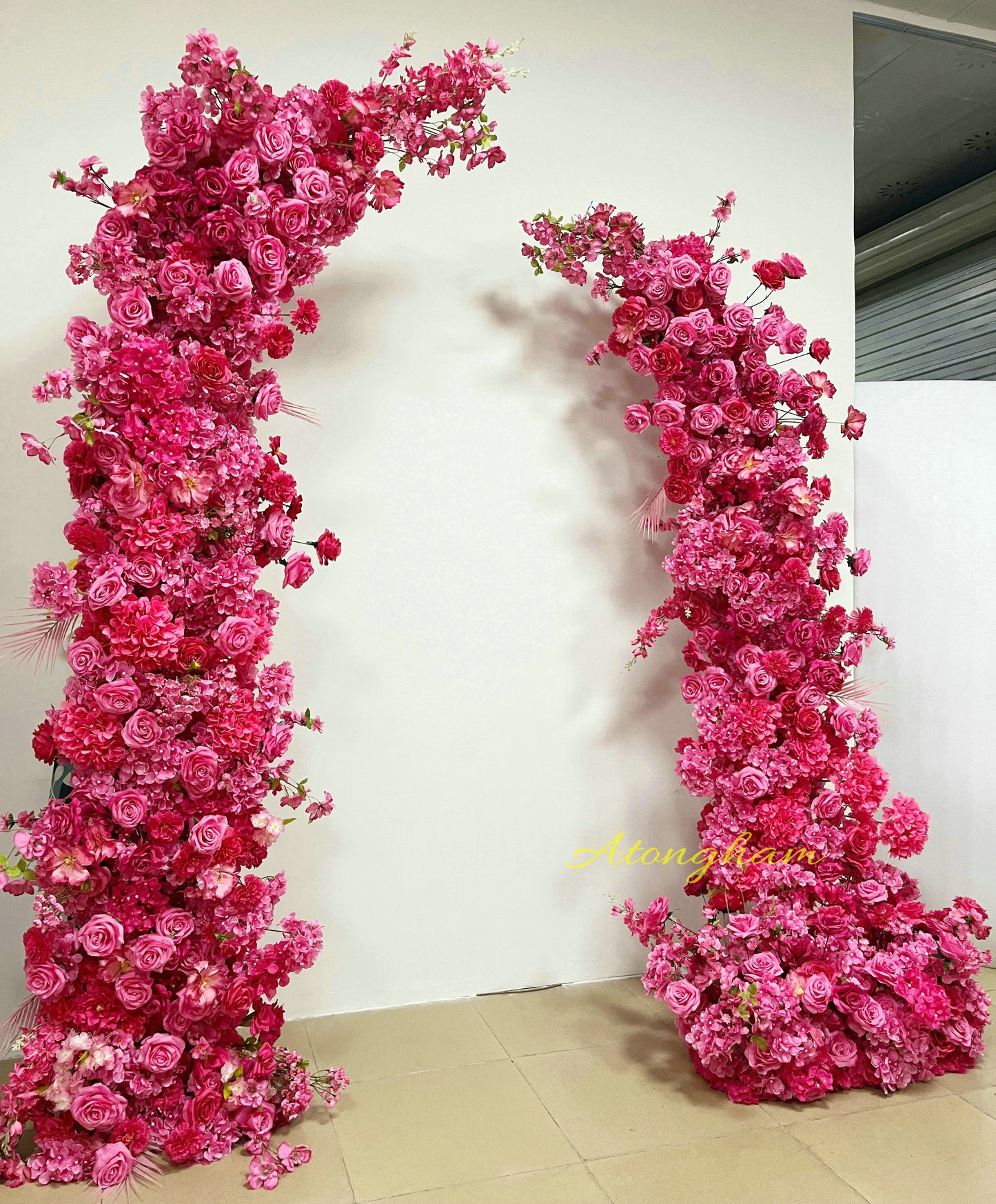 vibrant artificial hot pink flowers for backdrop