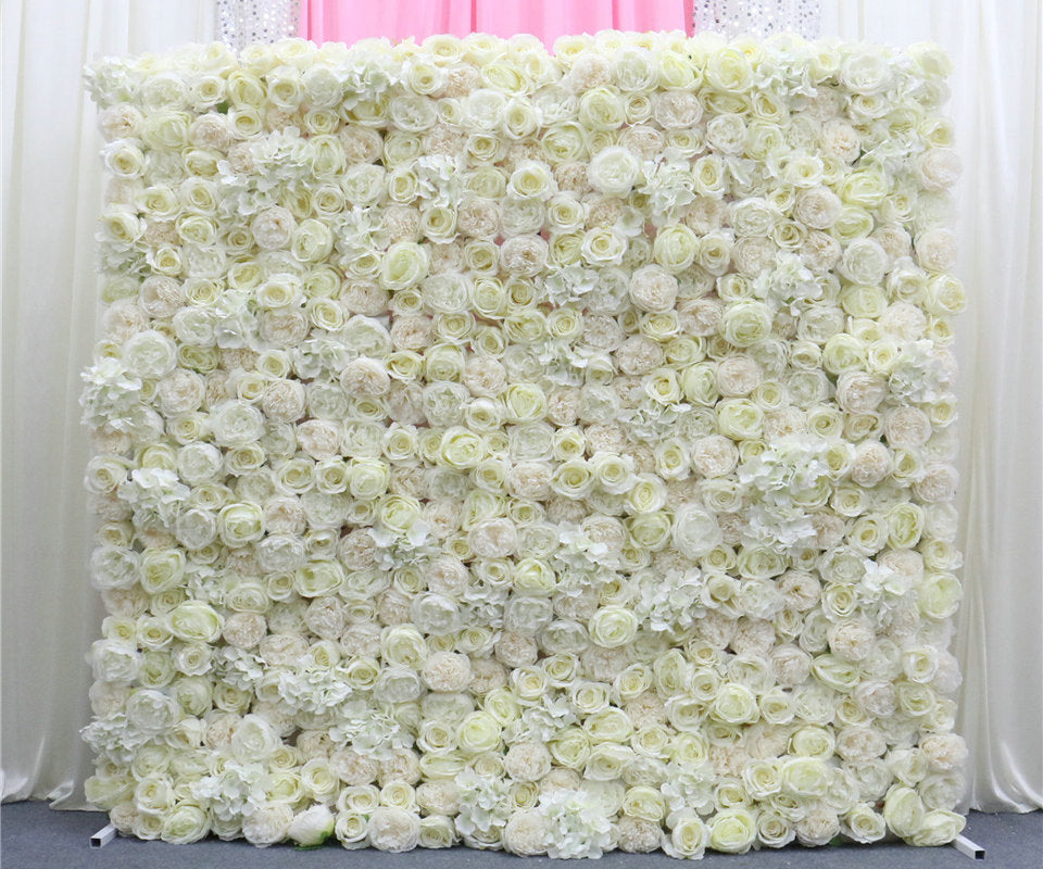 Enchanting Ivory Baby Pink Rose Flower Wall Background Romantic Wedding Birthday Baby Shower Floral Panels
