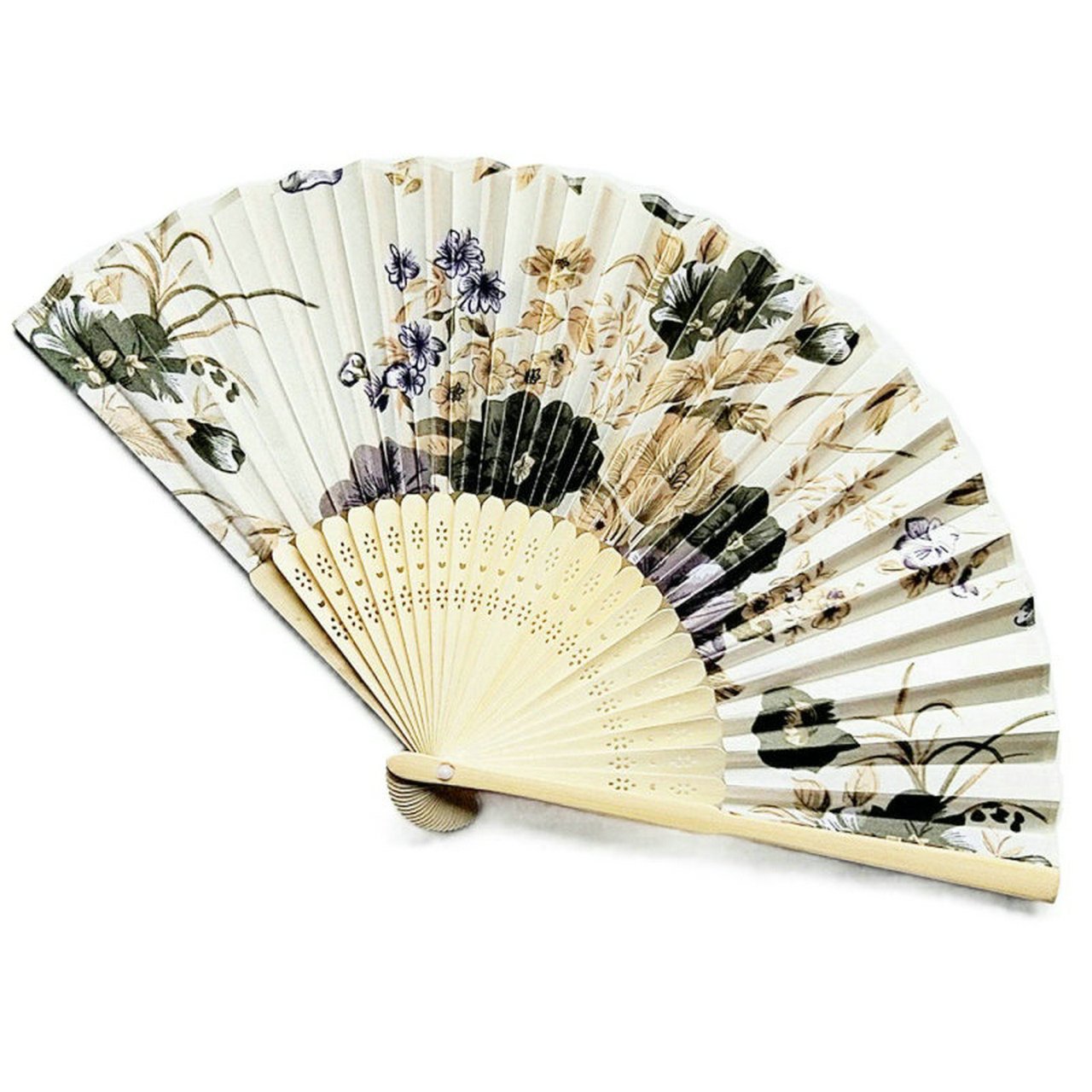 Golden Engraved Folding Fan Silk Floral Fans Wedding Favors Party Gifts