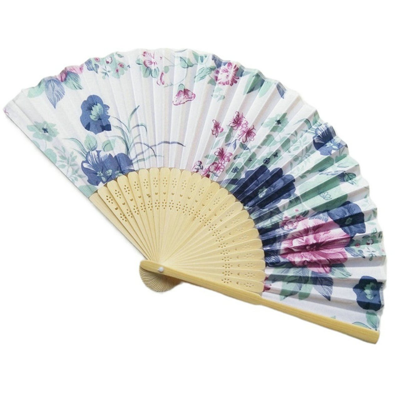Green Engraved Folding Fan Silk Floral Fans Wedding Favors Party Gifts