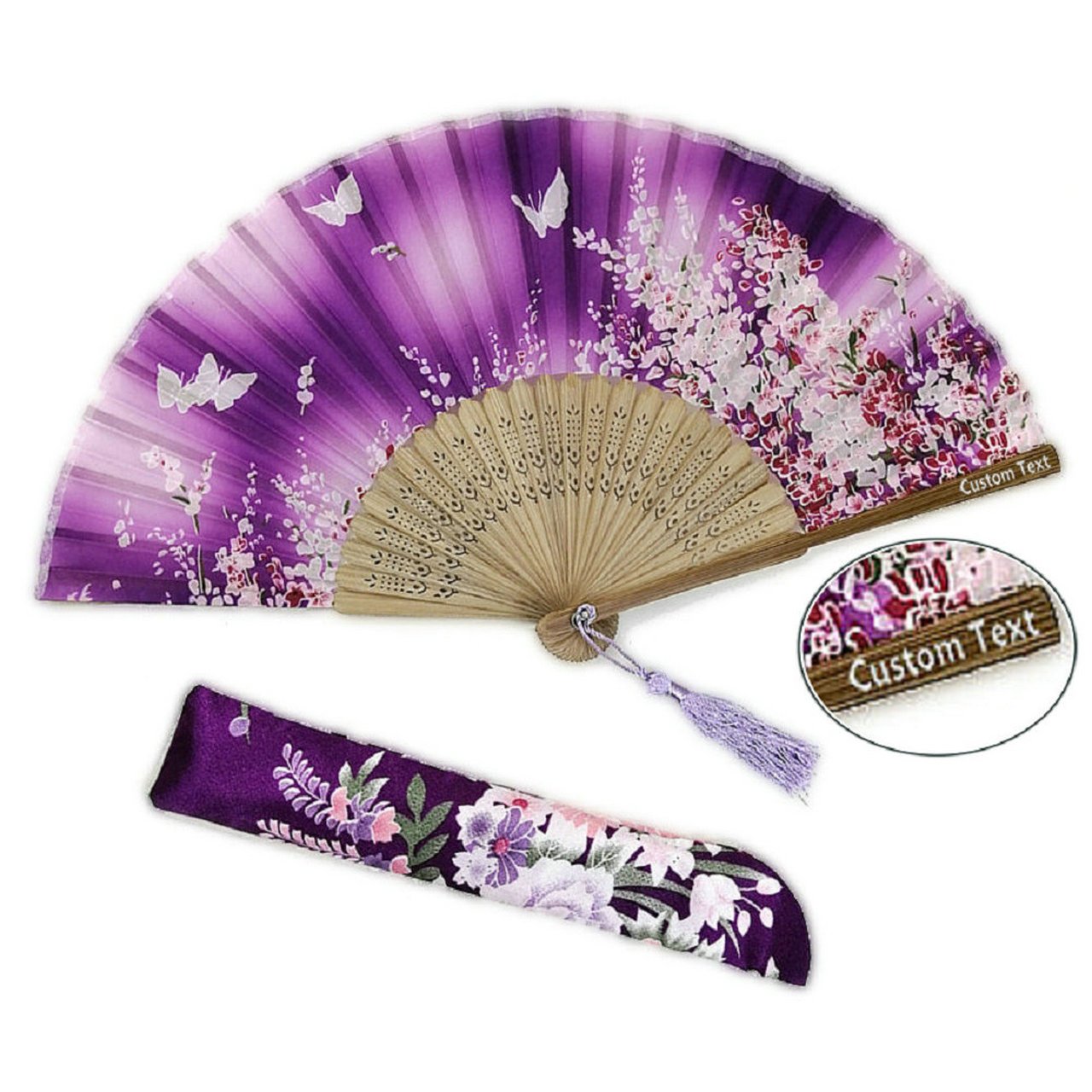 Custom Text Folding Fans for Bridal Shower Floral Silk Fans Wedding Favors