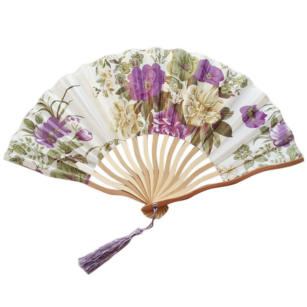 Colorful Custom Silk Bamboo Hand held Folded Fans for Bridal Shower Wedding Favors