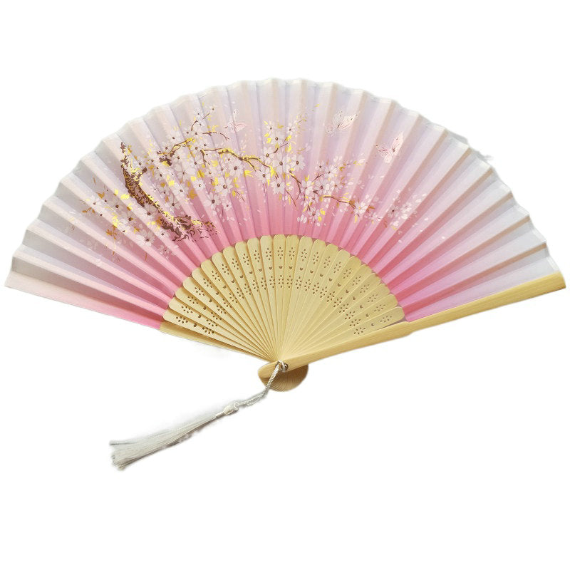 Custom Text Floral Silk Folding Fans,Bridal Shower Wedding Favors