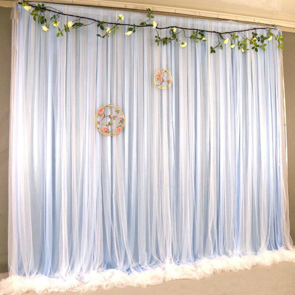 Baby Blue Tulle Chiffon Curtain,Bridal Shower Wedding Backdrop Baby Shower Backdrop