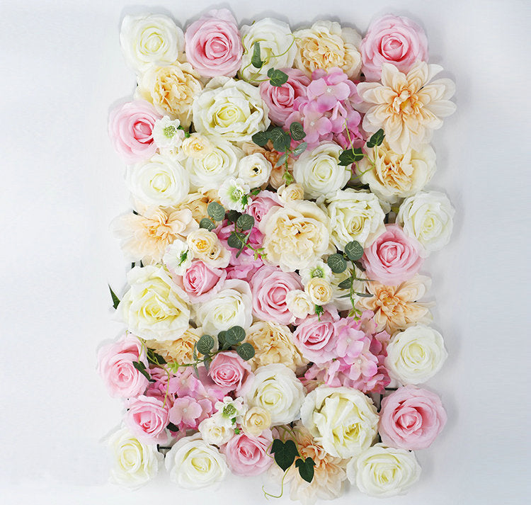 Sweet Ivory Baby Pink Rose Flower Wall Background Wedding Event Birthday Baby Shower Floral Panel