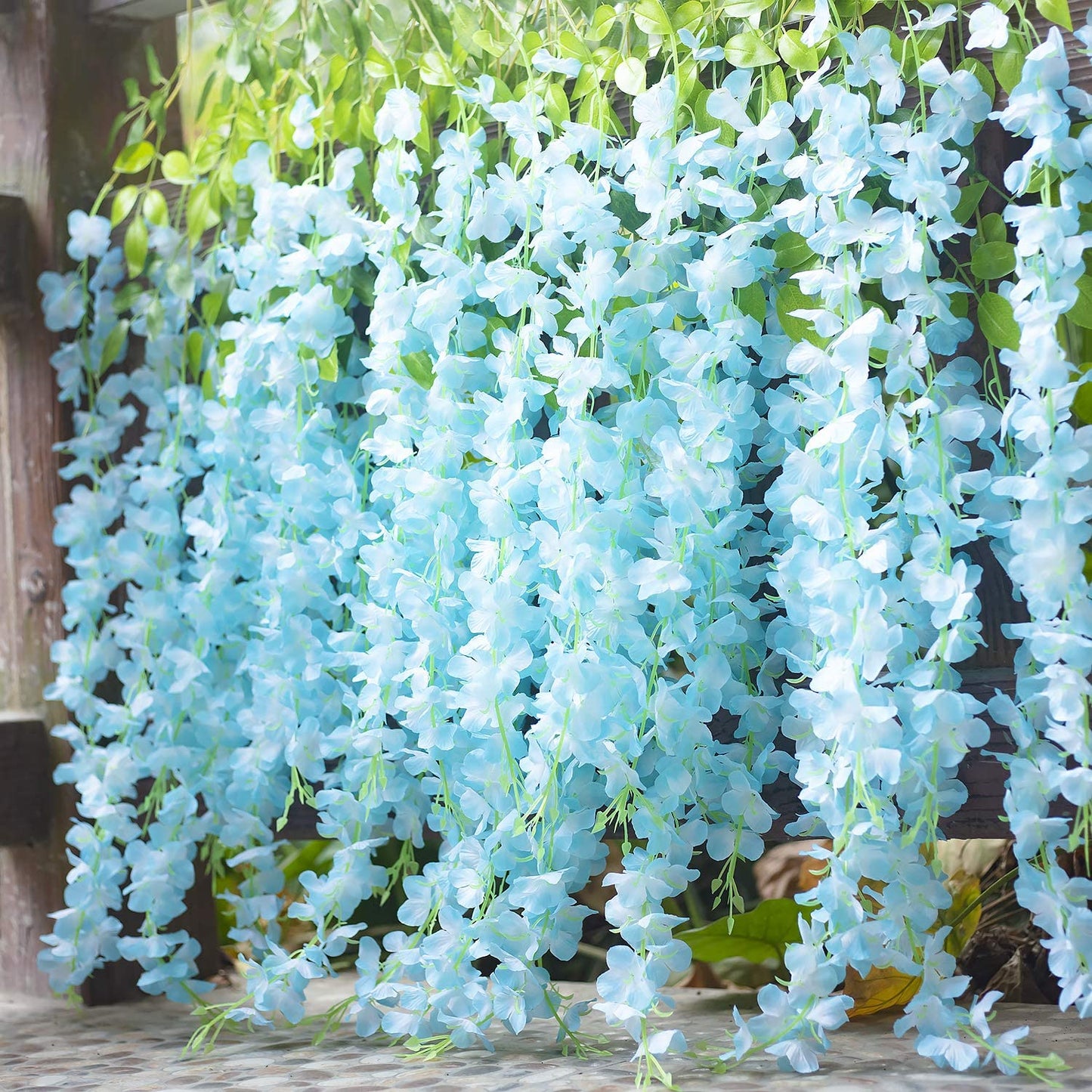 12pcs Length 24/35/47 inches Candy Baby Pink Wisteria Vine Hanging Flowers for Outdoor Indoor Wedding Ceremony Arch Artificial Silk Floral Decors