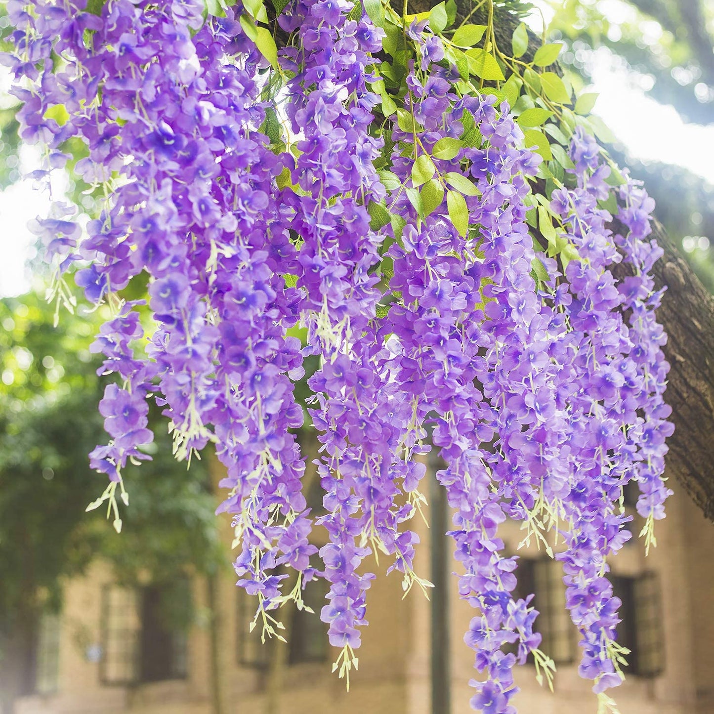 12pcs Length 24/35/47 inches Candy Baby Pink Wisteria Vine Hanging Flowers for Outdoor Indoor Wedding Ceremony Arch Artificial Silk Floral Decors