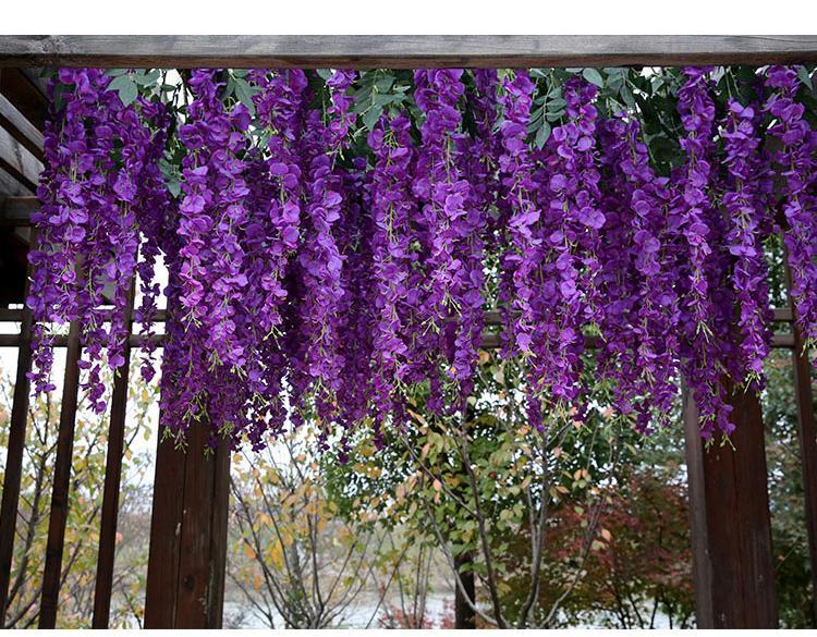 12pcs Length 24/35/47 inches Candy Baby Pink Wisteria Vine Hanging Flowers for Outdoor Indoor Wedding Ceremony Arch Artificial Silk Floral Decors