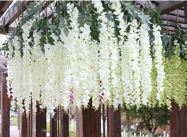 hanging plants wedding Holy White Wisteria Vine Hanging Flower,Wedding Silk Floral Decor – Atongham
