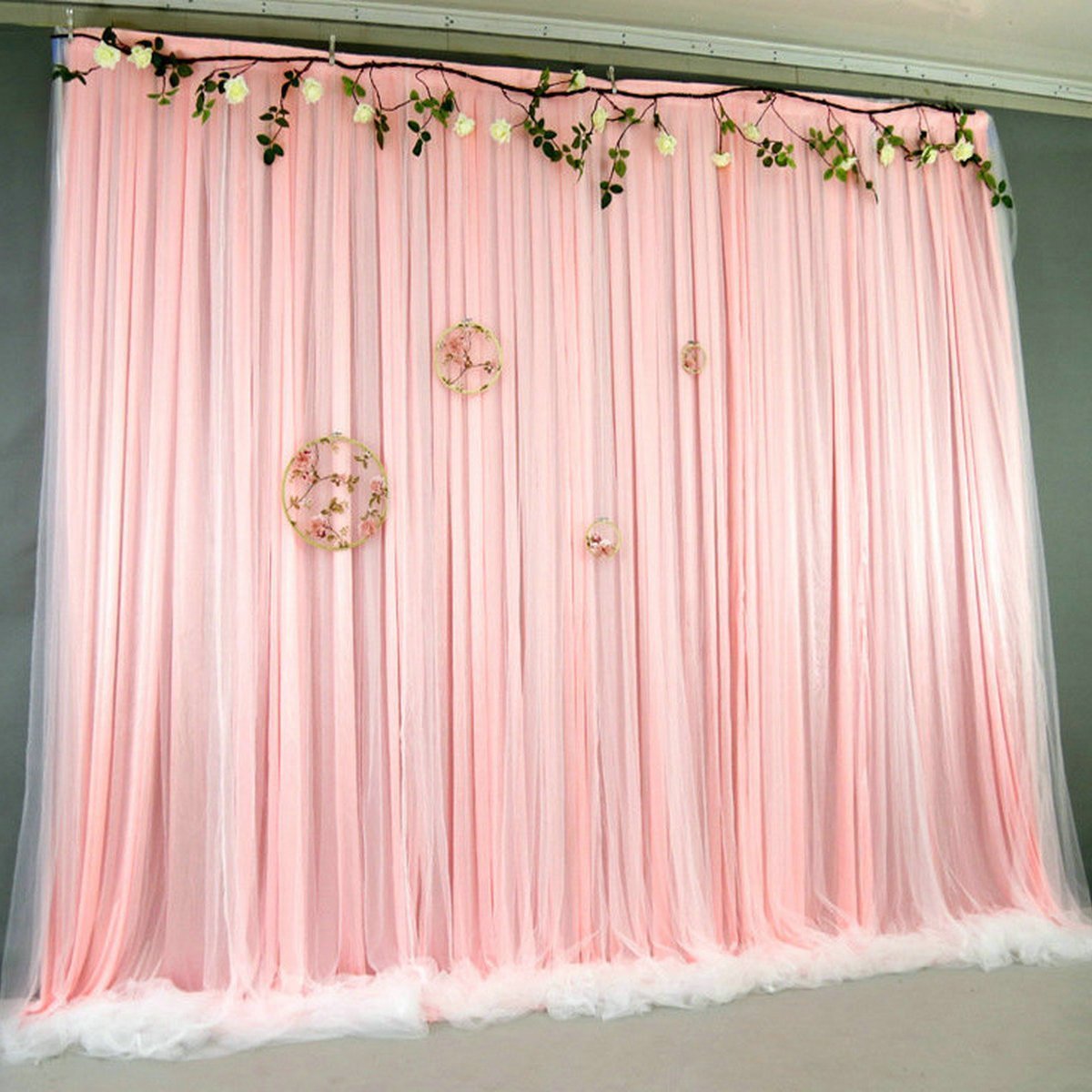 White Chiffon Curtain,Bridal Shower Baby Shower Backdrop Photo Booth Prop