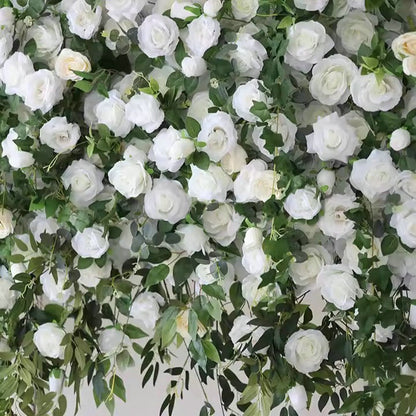 Artificial White Rose, Greenery Flower Backdrop, Wedding Bridal Shower Backdrop Decoration