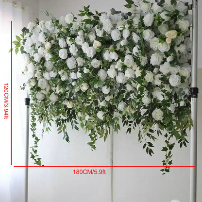 Artificial White Rose, Greenery Flower Backdrop, Wedding Bridal Shower Backdrop Decoration