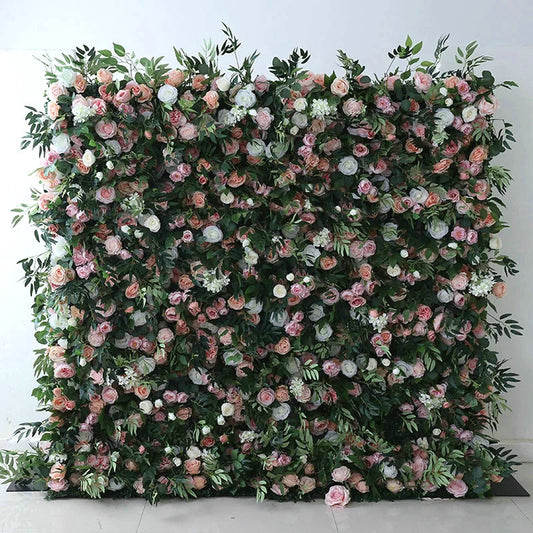 Dusty Pink, Ivory with Greenery Flower Wall, Wedding Engagement Baby Shower Bridal Shower Backdrop Decoration