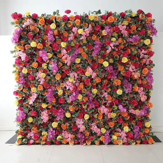 Artificial Colorful Flower Backdrop, Wedding Baby Shower Bridal Shower Backdrop Decoration
