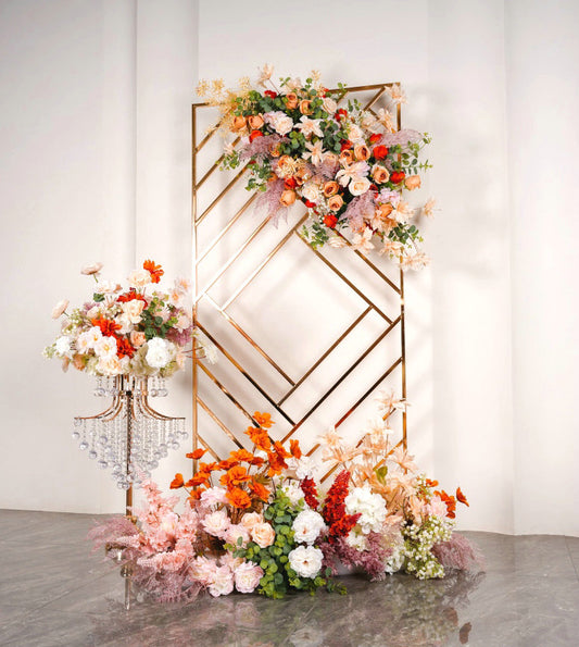 Peach, Burnt Orange Flower Garland, Centerpiece, Floor Flower, Wedding Engagement Bridal Shower Backdrop Decoration