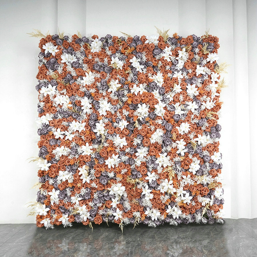 Sandybrown, Darkgray Flower Wall Background, Centerpiece, Wedding Birthday Party Floral Backdrop Decor