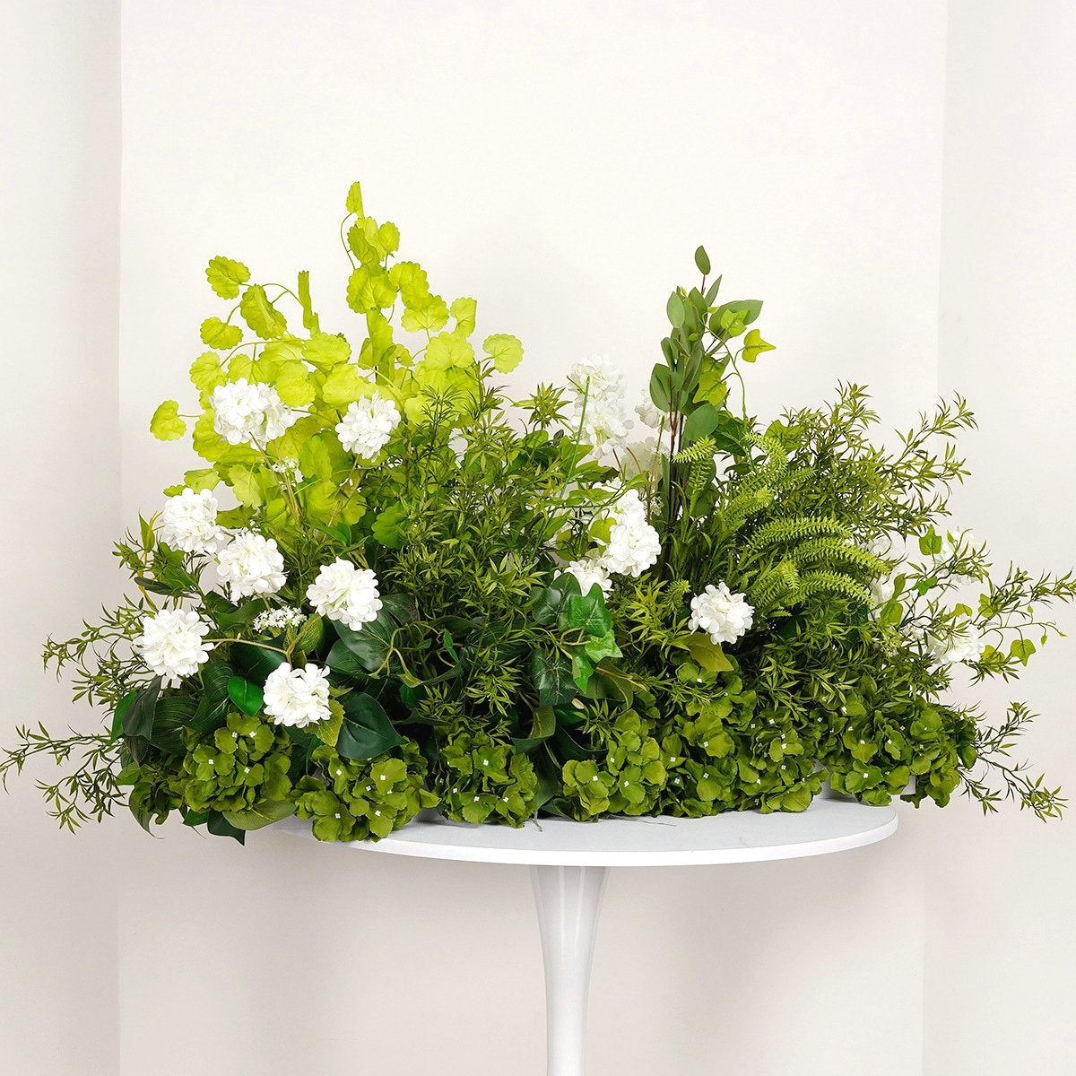 Custom Green Plants Flower Arrangement, Flower Centerpiece, Wedding Reception Flower Runner