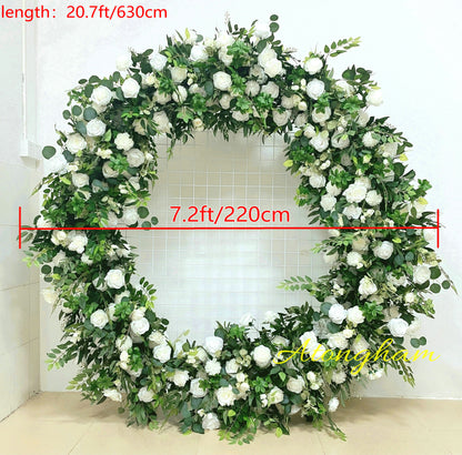 Round Green Leaves White Rose Arch Flower Wedding Engagement Ceremony Table Centerpiece