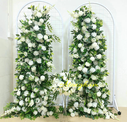 Round Green Leaves White Rose Arch Flower Wedding Engagement Ceremony Table Centerpiece