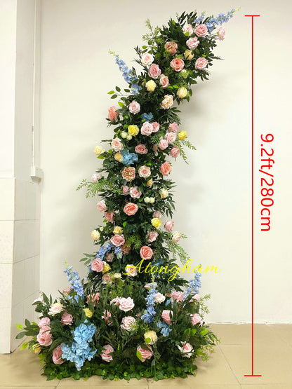 Colorful Arch Flower with Willow Leaves Wedding Floor Flower Arrangement Events Backdrop Photography Props