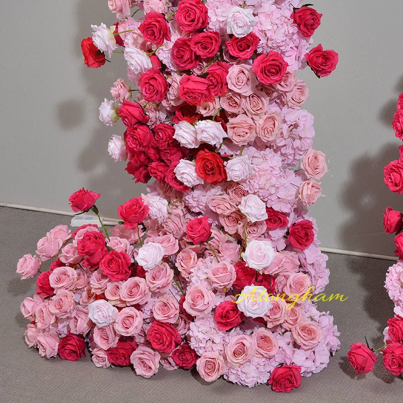 Blush Pink Hot Pink Artificial Arch Flower Arrangement Outdoor Wedding Party Backdrop Decoration